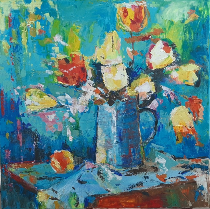 Bloemenvaas recht blauw